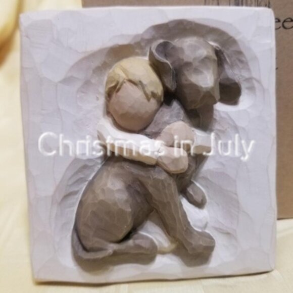 Willow Tree Susan Lordi Hug Plaque Puppy Dog #26513 with box - Picture 2 of 3